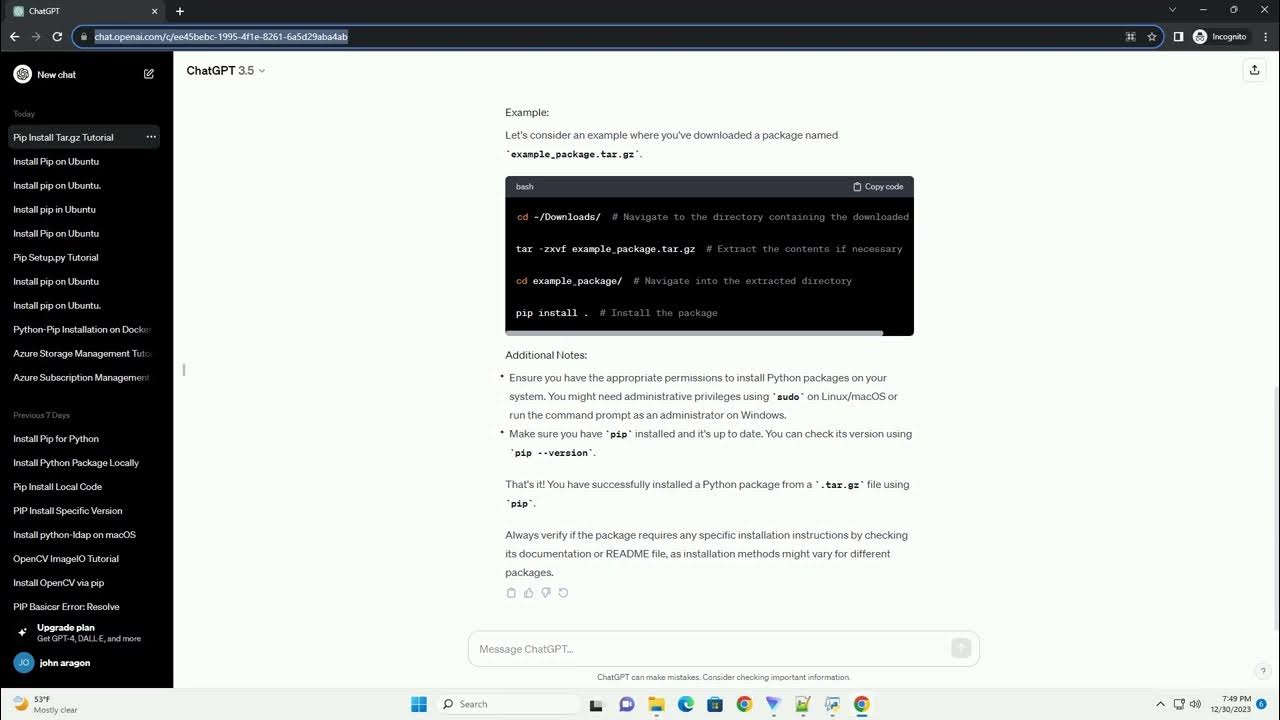 How to pip install tar gz file youtube