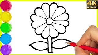 Rainbow flower Drawing || How to draw rainbow flower Drawing easy step by step || Flower pot drawing