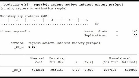 Obtaining percentile and bias-corrected confidence intervals for R-square in Stata (regression demo)