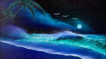 Turquoise Tropical Seascape Tutorial #LIVEArt #OilPainting #FreeTutorial #PaintWithJosh #BobRoss