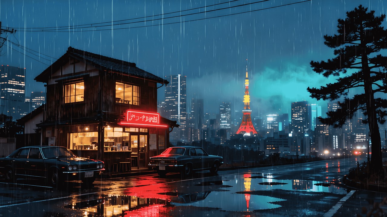 Rainy Tokyo Streets 🌧️ Neon Café Lofi for Study & Relax