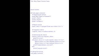 Rock, Paper, Scissors Game (Python Code)