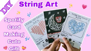 Famous Cute & Easy String Art DIY❤️🌜💙| Spotify Card Making |Cute Gift Idea |Thread Art Card Idea Making. Wealth