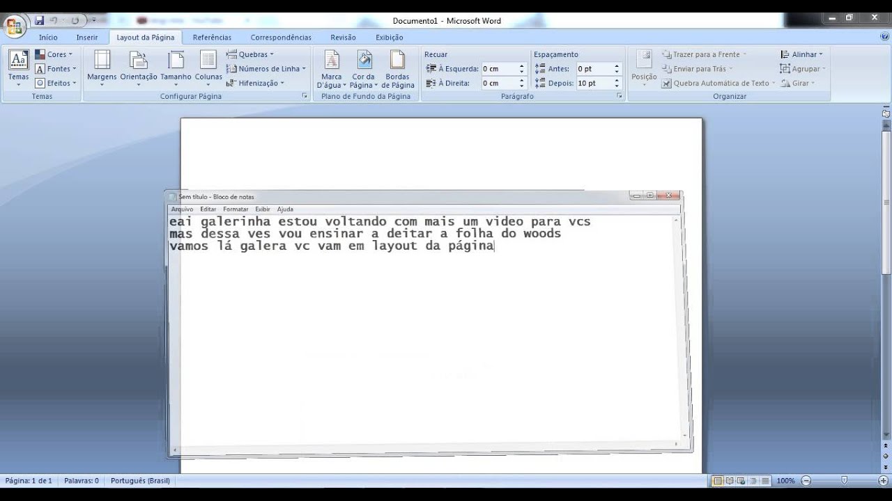 como deitar a folha do word 2007 - YouTube