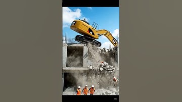 Excavator Falls from Building | Construction Fail