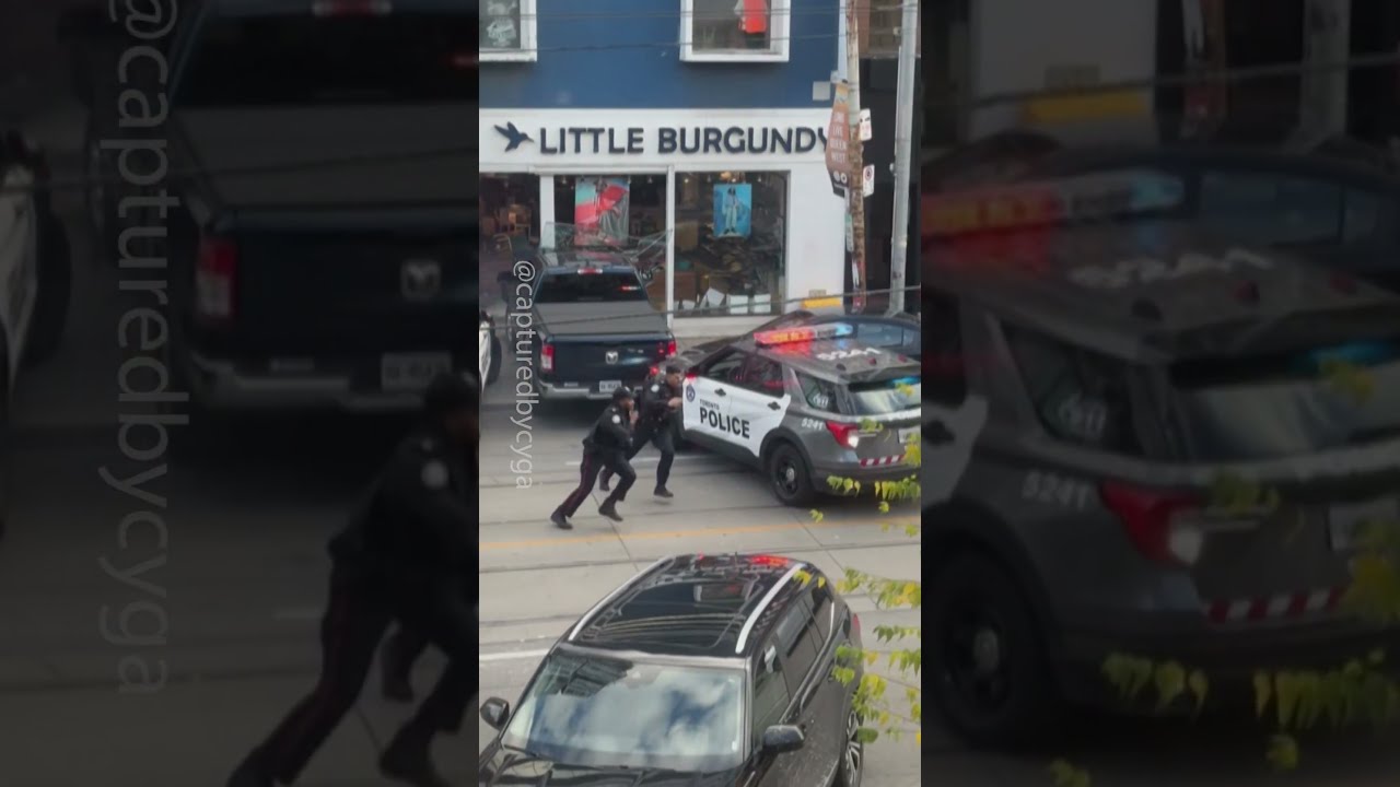 Video Shows Police Chase Person After Downtown Toronto Crash