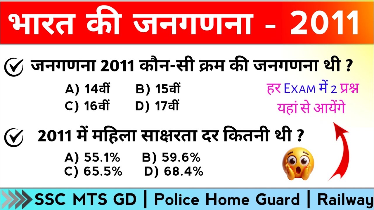 TOP 50: जनगणना 2011 Gk प्रश्न | जनगणना 2011 महत्वपूर्ण प्रश्न | Census 2011 