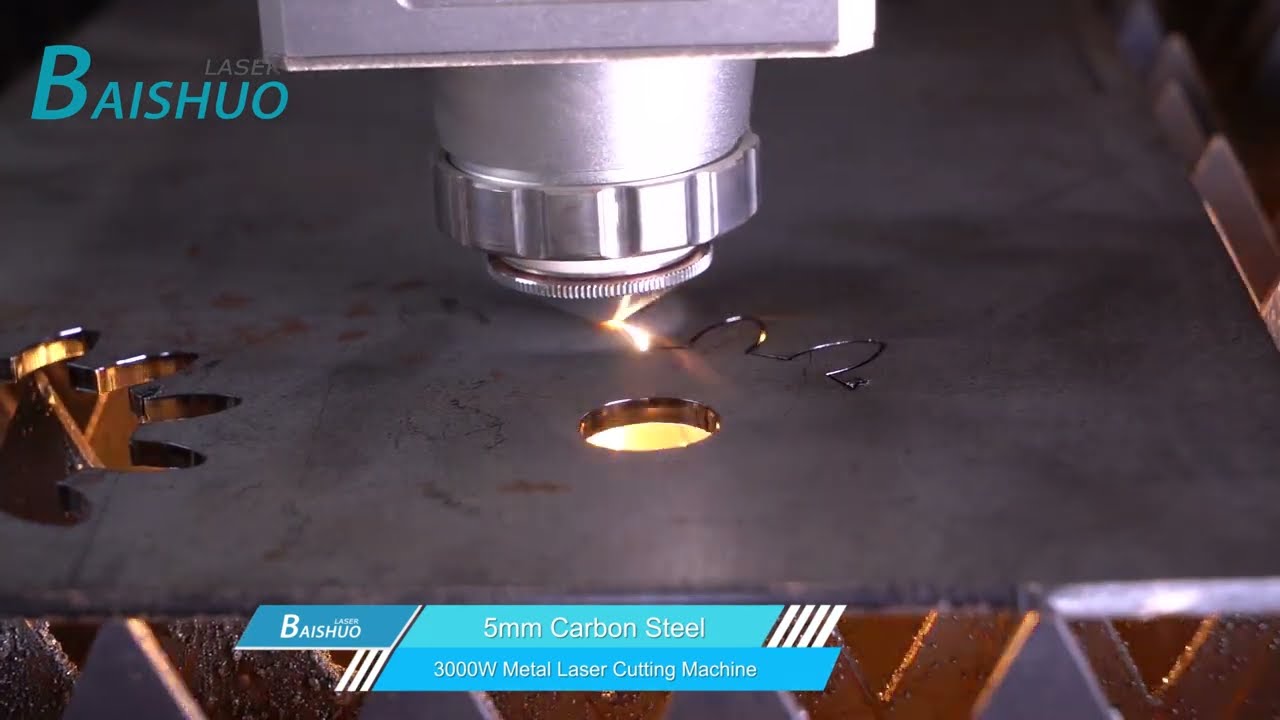 3000W/3KW metal laser cuting machine cutting 5mm carbon steel
