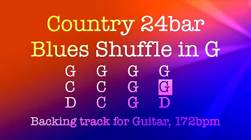 Country 24bar Blues Shuffle, Country backing track in G major, 172bpm. Extra version! Enjoy!