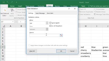 Microsoft Excel Two Level or Dependent List Validation Combo Box