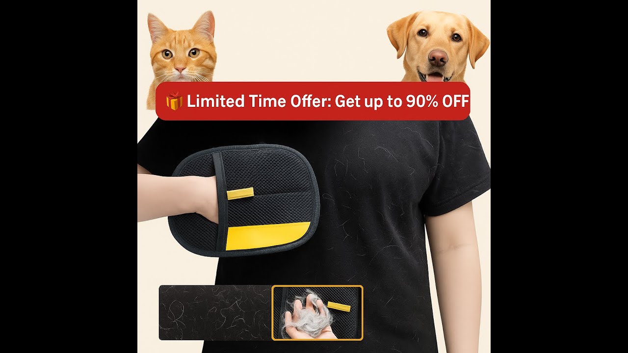 ✨ Pet Hair Removal Gloves (Pack of 2) | Easy Grooming & Shedding Solution 🐾