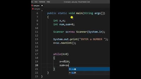 Program to Sum of digit in Java #shorts