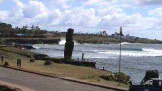 Easter Island Moais - View from a restaurant in Hanga Roa