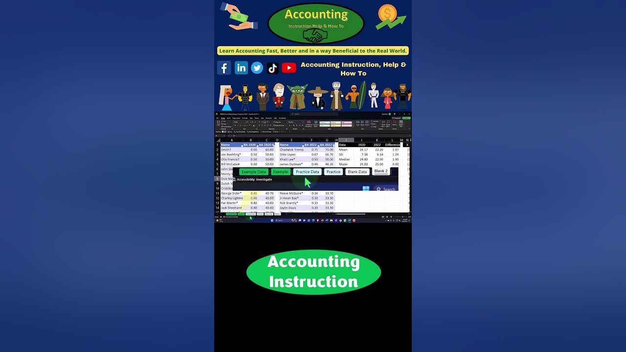 Statistics & Excel Bell Curve Batting Average Comparison Part 2 YouTube