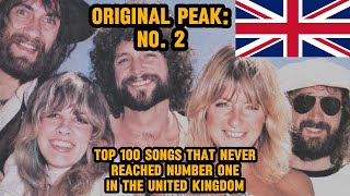 top 100 songs that never reached number one in the united kingdom