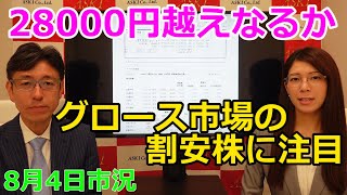 2022年8月4日【28000円越えなるか　グロース市場の割安株に注目】（市況放送【毎日配信】）