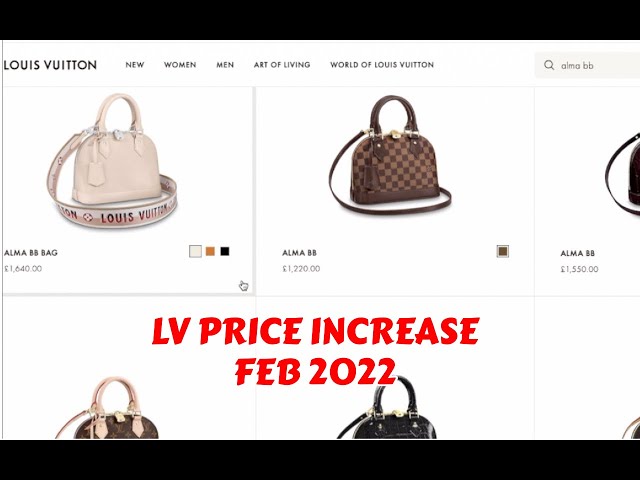 Louis Vuitton Price Increase Feb 2022_(UK) New price for the ALMA