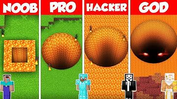 LAVA TUNNEL ENTRANCE BUILD CHALLENGE - Minecraft Battle: NOOB vs PRO vs HACKER vs GOD / Animation