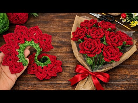 Everyone Is Obsessed! 🌹 Tiny Crochet Rose Bouquet | Super Realistic & Easy DIY