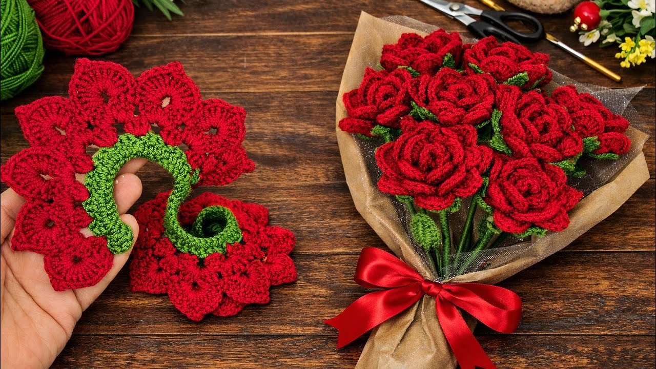 Everyone Is Obsessed! 🌹 Tiny Crochet Rose Bouquet | Super