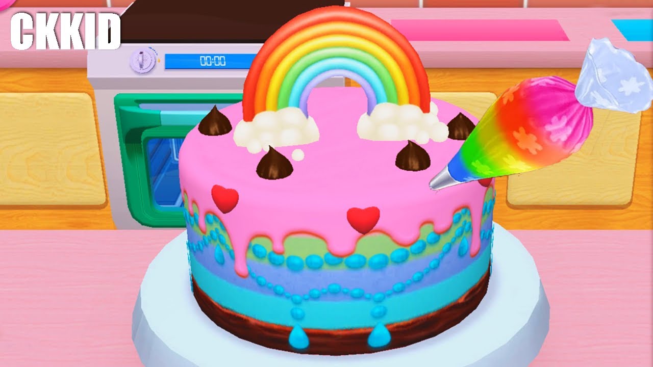 เค้กสายรุ้ง  2022  ป่วนรักนักทำขนมหวาน Day3 เค้กสายรุ้ง ? | 3D Cake Cooking  My Bakery Empire @CKKID