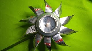アルミ缶を使ってアルミ缶風車を作って見ました。