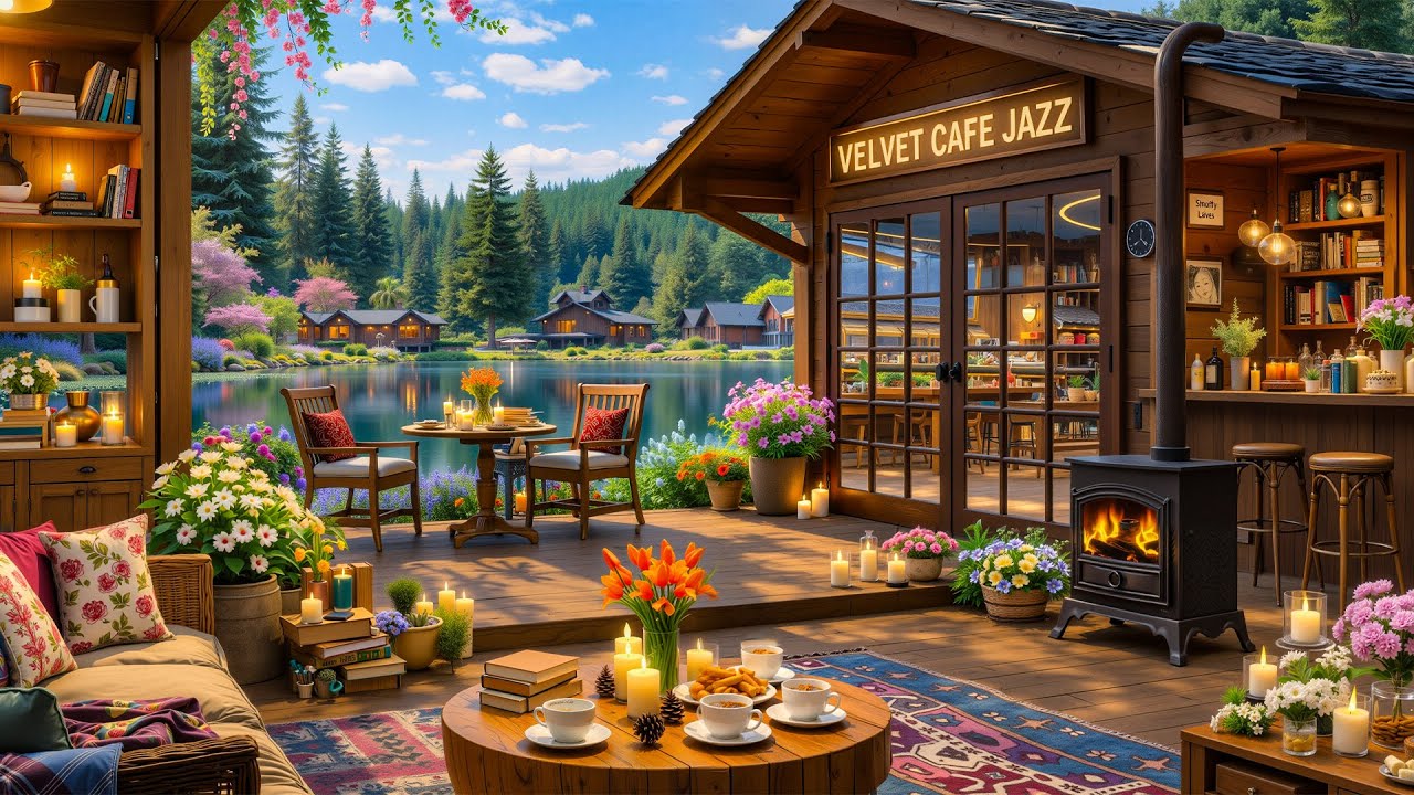 Warm Spring Cafe Jazz Music 🌷 Smooth Jazz Ambience for February Mornings Relax Work Study