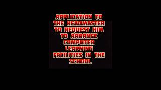 Application To request to arrange computer learning facilities in the school .... Class 9th 📚