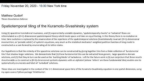 Matthew N. Gudorf : Spatiotemporal tiling of the Kuramoto-Sivashinsky system