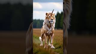 if a lion and unicorn had baby 🤩🤩 #shorts #animals #fusion #lion #foryou #viral #combine #love