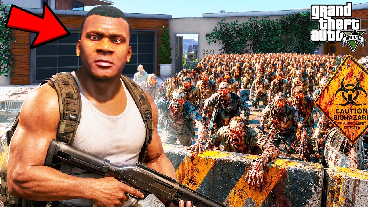 Franklin Trying to Escape 100 Zombies in GTA 5 | SHINCHAN and CHOP