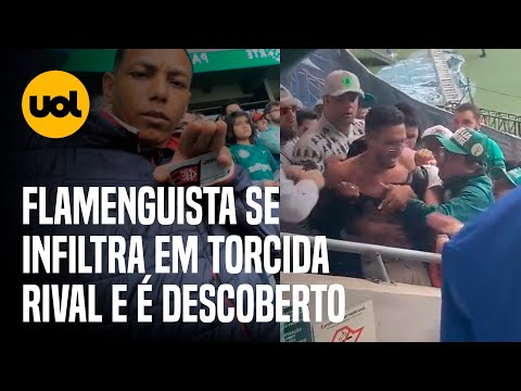 FLAMENGUISTA infiltrado na torcida do PALMEIRAS é descoberto e AGREDIDO