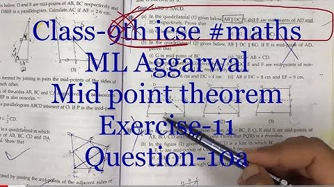 Class-9th icse #maths ML Aggarwal Mid point theorem | In the quadrilateral (1) given below AB||DC, E