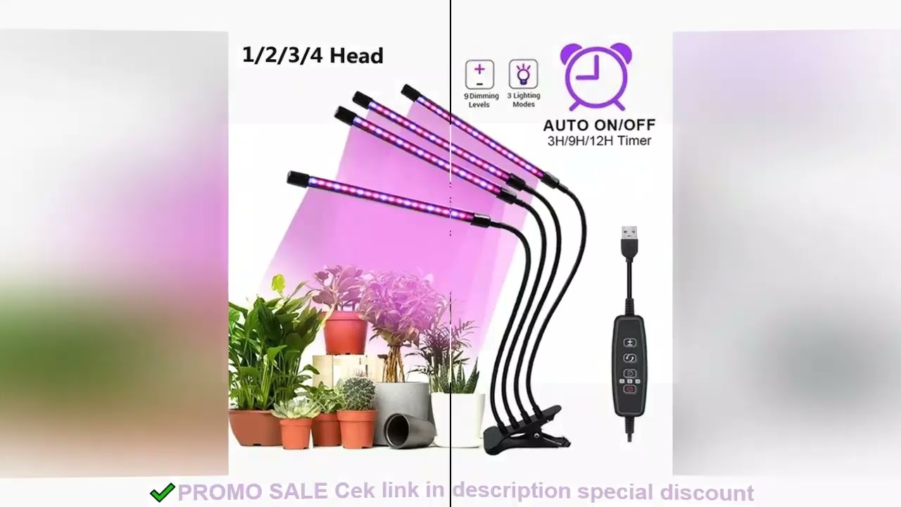 1/2/3/4 Head LED Plant Grow Light With Clip-on Plant Light 3 Light Color Switching USB Timable Dimmi