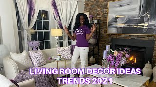 NEW!!💜INTERIOR DESIGN TRENDS 2021/HOW TO DECORATE A GLAM PURPLE LIVING ROOM/HOME DECOR STYLE TRENDS/