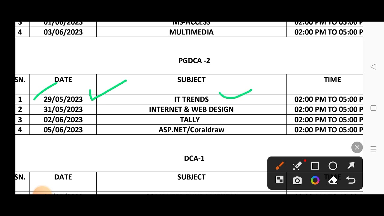 Mcu Pgdca 2nd Semester Time Table May June 2023 Pgdca Time Table