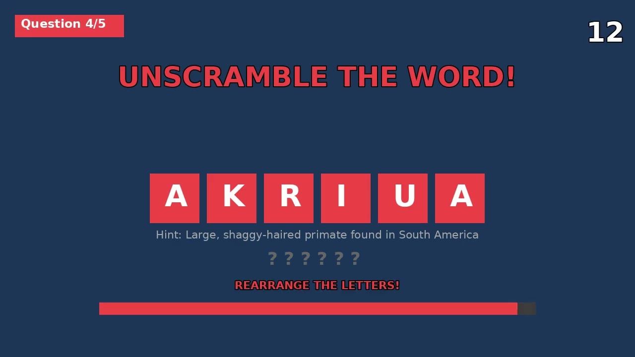 Daily Quiz Quest - Word Scramble #1 | Animals Edition!