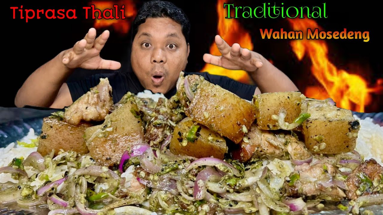 Traditional/Tiprasa Thali: Pork Chutney Mukbang (Wahan Mosedeng) With Rice | Eating Show | Northeast