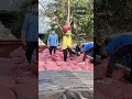 Manual cargo loading on a river boat 💪🚢