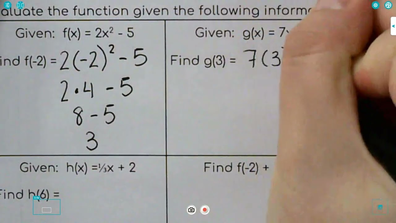 4.3 Notes- Evaluating Functions from an Equation