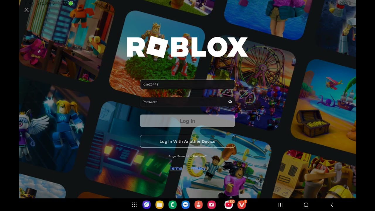My username ad my password please login and please some robux