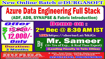 Azure Data Engineering Full Stack Online Training @ DURGASOFT