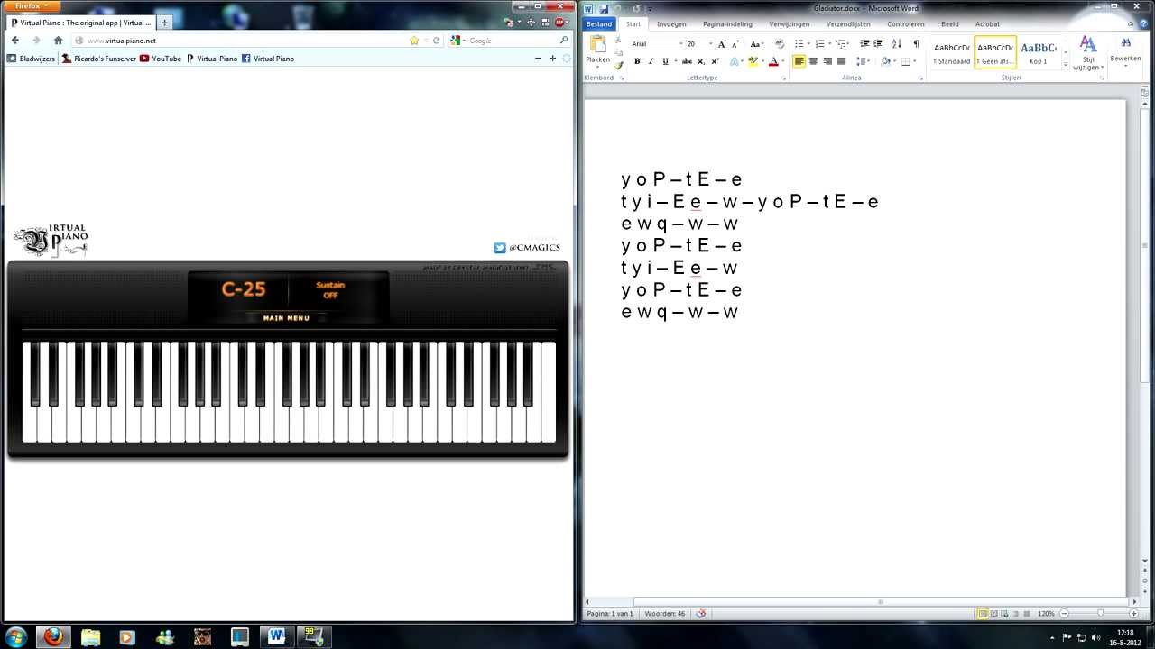 Virtual Piano - Gladiator, Honor Him