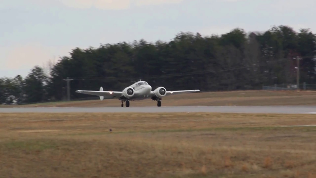 Beechcraft 18 Departing the Hickory Regional Airport (22317) YouTube
