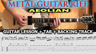 METAL GUITAR RIFF TAB | Lesson + Backing Track - ADVANCED SHRED TUTORIAL - Aeolian Mode