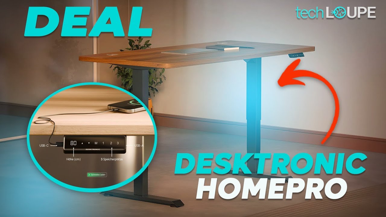 video Desktronic HomePro Höhenverstellbarer Schreibtisch 160x80cm – Elektrisch gegen Rückenschmerzen & für dynamisches Arbeiten