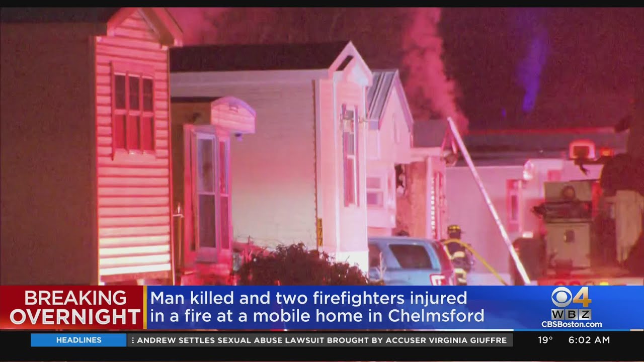 Man Dead, 2 Firefighters Hurt In Chelmsford Mobile Home Fire - YouTube