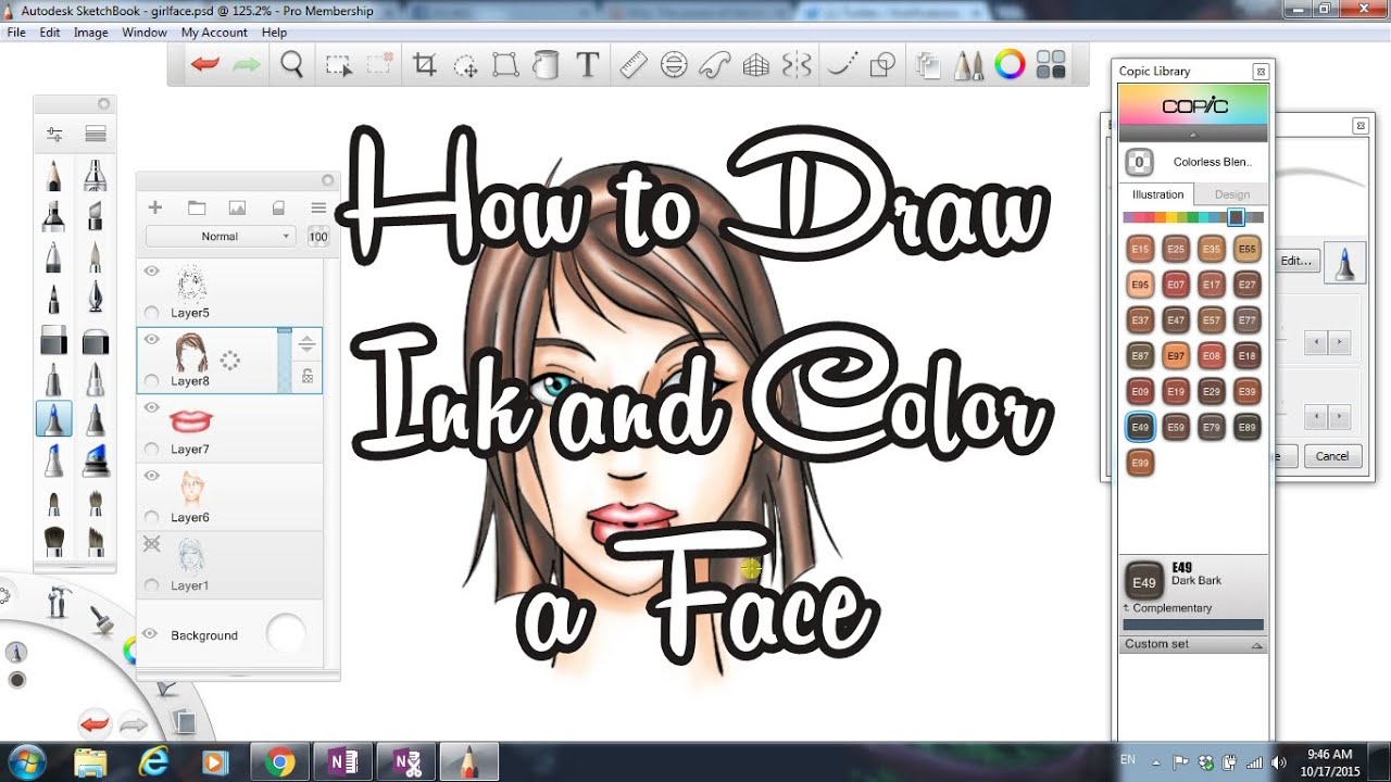 How to Draw and Color a Face - Autodesk Sketchbook - YouTube