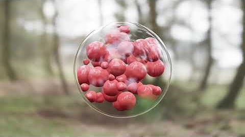 abstract surreal scene of moving spheres