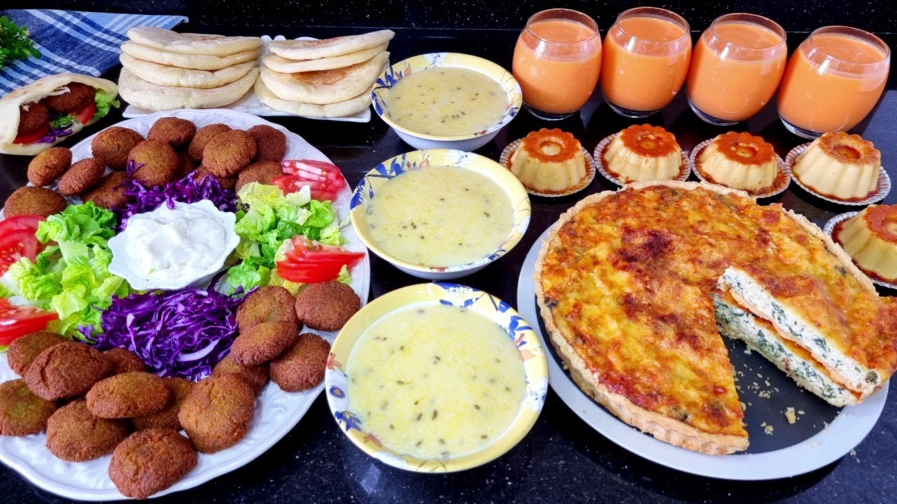 فطور ثامن رمضان🌙سهلتها عليك🥰وصفات سهلة وفالمتناول👌🏻سندويتشات بدون لحوم🥙عصير خطير🍹شوربة صحية🥣وفلان🍮